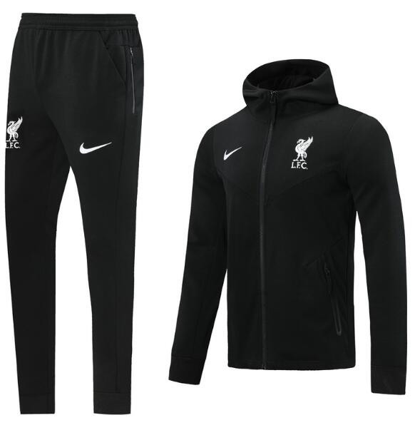 Liverpool All Black Training Kits Hoodie Jacket with Pants 2020/21